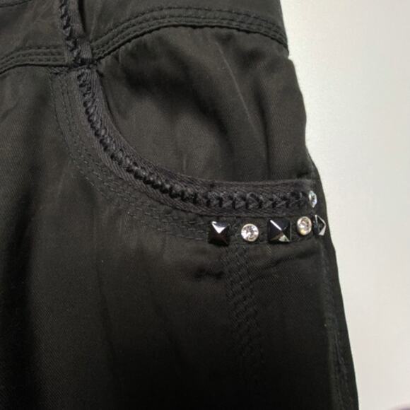 NWT WHBM Black Crop Pants Sz 10 Rhinestone Stud Cargo Style Embellished - Picture 8 of 15